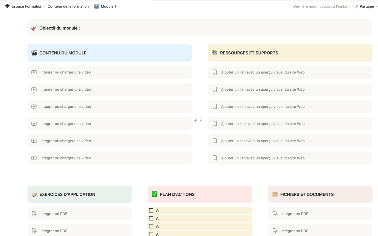 Session de formation — Espace stagiaire